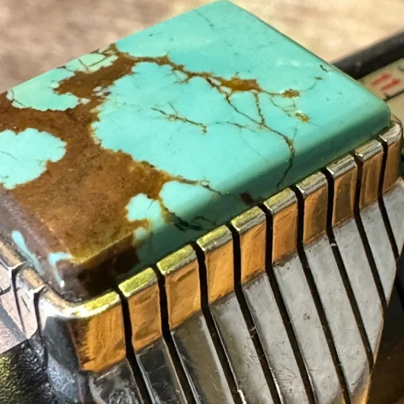 Men’s Turquiose and Sterling Silver ring. Size 12.5. - Picture 5 of 10